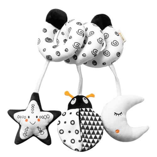 AQCQDQ Kinderwagen Spielzeug, Hängendes Rasselspielzeug, Schwarz Weißes Spielzeug, Baby Hängespielzeug, Neugeborenes Autositz-Spielzeug für Jungen und Mädchen (Marienkäfer) von AQCQDQ