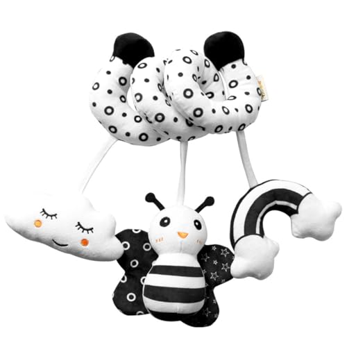 AQCQDQ Kinderwagen Spielzeug, Hängendes Rasselspielzeug, Schwarz Weißes Spielzeug, Baby Hängespielzeug, Neugeborenes Autositz-Spielzeug für Jungen und Mädchen (Nektar) von AQCQDQ