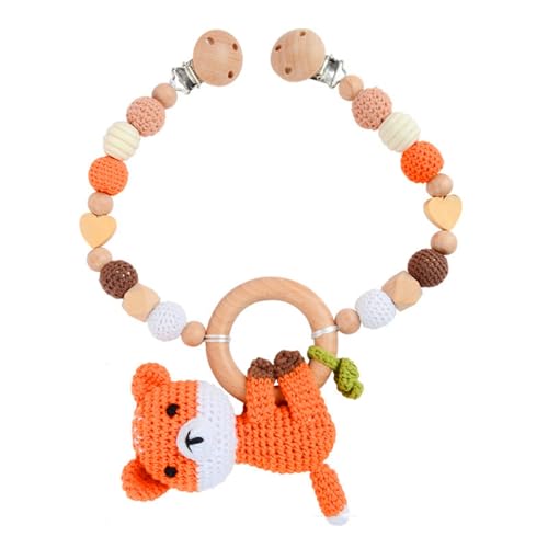 AQCQDQ Kinderwagen Spielzeug, Kinderwagenkette Aus Holz und Baumwolle Gehäkelt, Kinderwagen Kette für Babys, Babyschale Spielzeug mit Glocke für Babys und Kleinkinder ab 0+ Monaten (A) von AQCQDQ