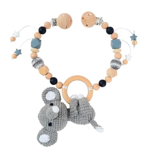 AQCQDQ Kinderwagen Spielzeug, Kinderwagenkette Aus Holz und Baumwolle Gehäkelt, Kinderwagen Kette für Babys, Babyschale Spielzeug mit Glocke für Babys und Kleinkinder ab 0+ Monaten (D) von AQCQDQ