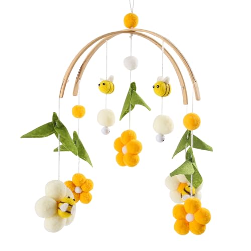 AQCQDQ Kinderwagen Spielzeug, Kinderwagenkette Holz Baby, Kinderwagen Anhänger, Baby Windspiele, Geschenk für Mädchen oder Jungen (Bettglocken) von AQCQDQ