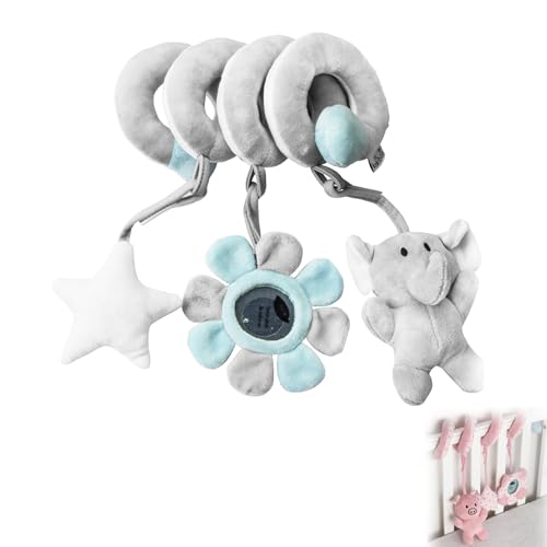 AQCQDQ Kinderwagen Spielzeug Baby Spirale, Baby Activity Spielzeug Spirale, Hängespielzeug Kinderwagen Autositz Spielzeug für Babys und Kleinkinder Ab Geburt (Elefant) von AQCQDQ