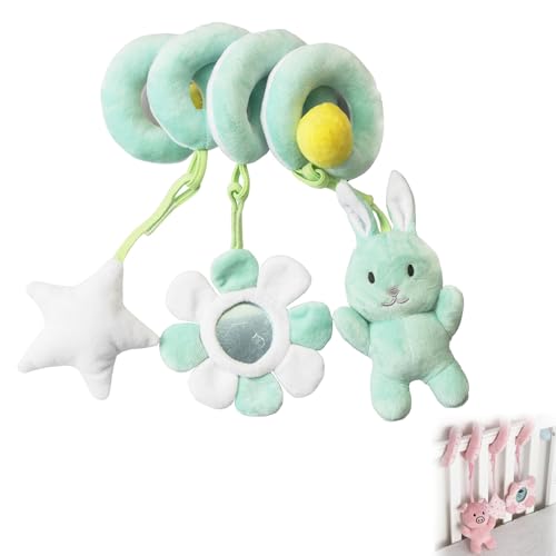 AQCQDQ Kinderwagen Spielzeug Baby Spirale, Baby Activity Spielzeug Spirale, Hängespielzeug Kinderwagen Autositz Spielzeug für Babys und Kleinkinder Ab Geburt (Kaninchen) von AQCQDQ