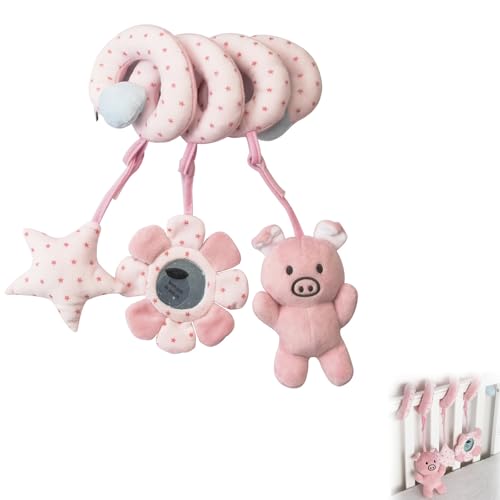 AQCQDQ Kinderwagen Spielzeug Baby Spirale, Baby Activity Spielzeug Spirale, Hängespielzeug Kinderwagen Autositz Spielzeug für Babys und Kleinkinder Ab Geburt (Schwein) von AQCQDQ