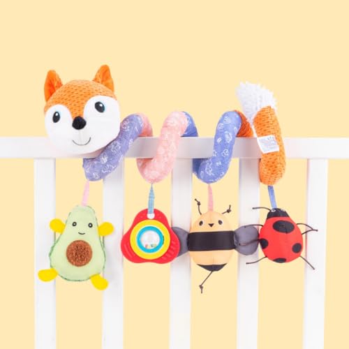 AQCQDQ Kinderwagen Spielzeug Baby Spirale, Baby Activity Spirale Hängespielzeug Kinderwagen Autositz Spielzeug für Babys und Kleinkinder ab Geburt (Fuchs,Orange) von AQCQDQ