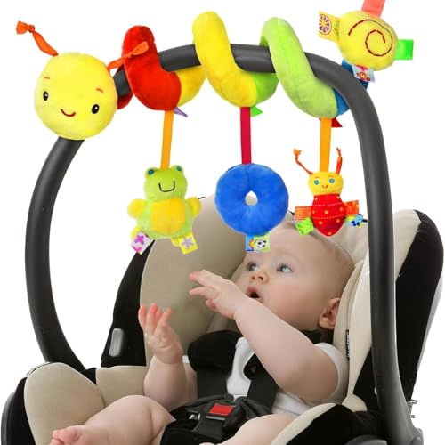 AQCQDQ Kinderwagen Spielzeug Babyschale Kinderbett Spiralspielzeug, Aufhängen an Babyschale oder Kinderbett, Spiral Plüschtier für Kleinkindern ab 0+ Monaten (Faber,Biene) von AQCQDQ