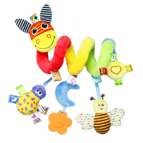 AQCQDQ Kinderwagen Spielzeug Babyschale Kinderbett Spiralspielzeug, Aufhängen an Babyschale oder Kinderbett, Spiral Plüschtier für Kleinkindern ab 0+ Monaten (Faber,Kleiner Esel) von AQCQDQ