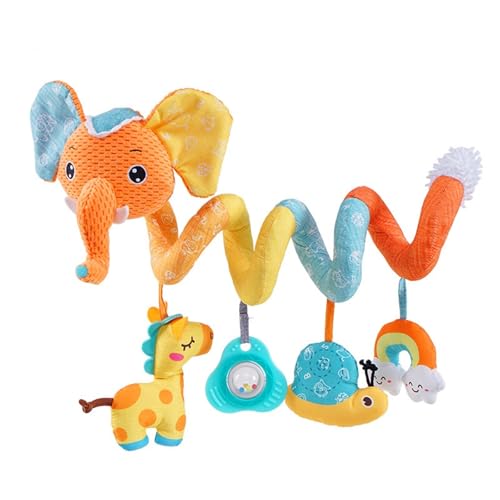 AQCQDQ Kinderwagenkette, Baby Activity Spirale Spielzeug mit Kaninchen Elefanten Fuchs, Baby Spielzeug, Neugeborenen Spielzeug für Bett, Laufstall, Babyschale & Autositz (20 * 40 cm,Elefant) von AQCQDQ