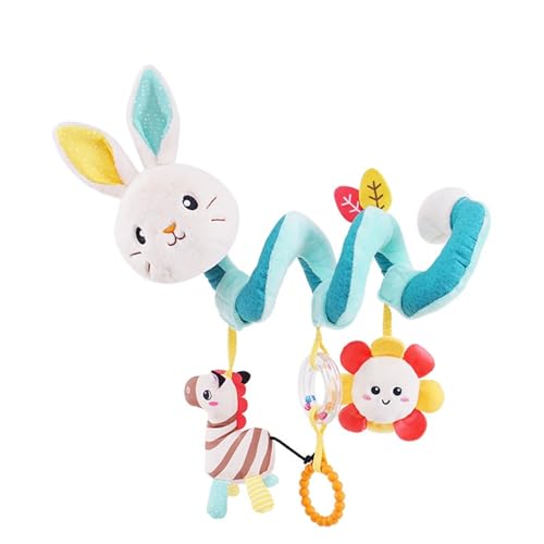 AQCQDQ Kinderwagenkette, Baby Activity Spirale Spielzeug mit Kaninchen Elefanten Fuchs, Baby Spielzeug, Neugeborenen Spielzeug für Bett, Laufstall, Babyschale & Autositz (20 * 40 cm,Hase) von AQCQDQ