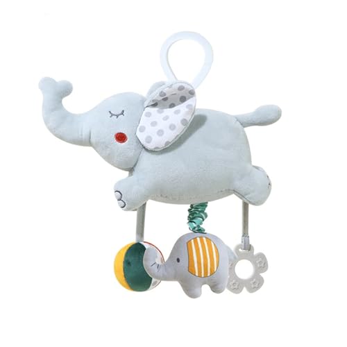 AQCQDQ Kinderwagenkette, Baby Activity Spirale Spielzeug mit Musik, Babyschale Spielzeug, Autositz-Spielzeug, für Kinderwagen, Bar, Kinderbett (26 * 22 cm,Elefanten) von AQCQDQ