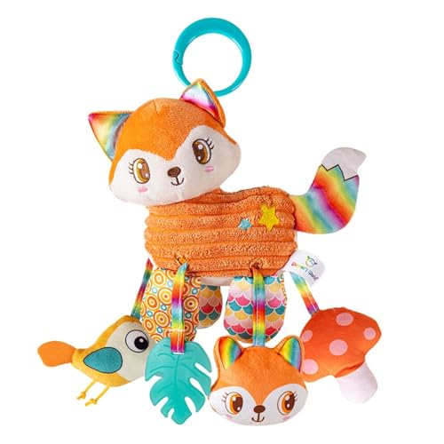 AQCQDQ Kinderwagenkette, Hängendes Spiral Plüsch Spielzeug, Babyschale Spielzeug, Kann am Gitterbett, Laufstall oder Kinderwagen Befestigt Werden (30 * 25 cm,Füchse) von AQCQDQ