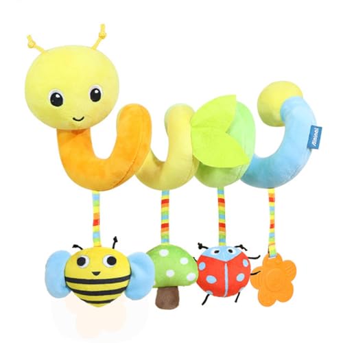 AQCQDQ Kinderwagenkette, Spirale Kinderwagen Spielzeug für Babys, Kinderwagen Hängend Spielzeug, Neugeborenes Plüsch Spielzeug Geschenk für Jungen Mädchen (Raupe) von AQCQDQ