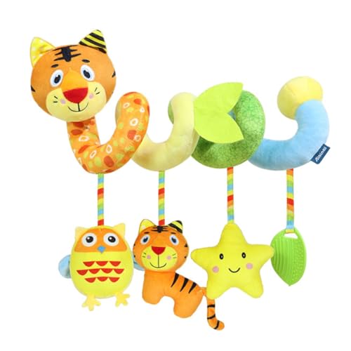 AQCQDQ Kinderwagenkette, Spirale Kinderwagen Spielzeug für Babys, Kinderwagen Hängend Spielzeug, Neugeborenes Plüsch Spielzeug Geschenk für Jungen Mädchen (Tiger) von AQCQDQ