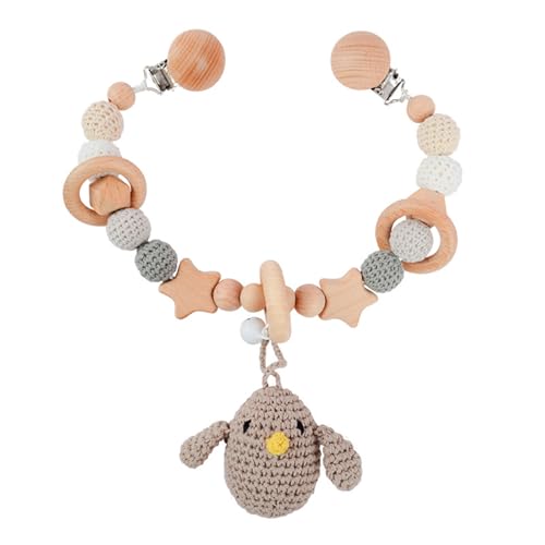 AQCQDQ Kinderwagenkette Holz Baby, Niedliche Tierform Kinderwagenspielzeug, Kinderwagen Kette Baby Mobile, Babyschale Spielzeug für Babys (Vogel) von AQCQDQ
