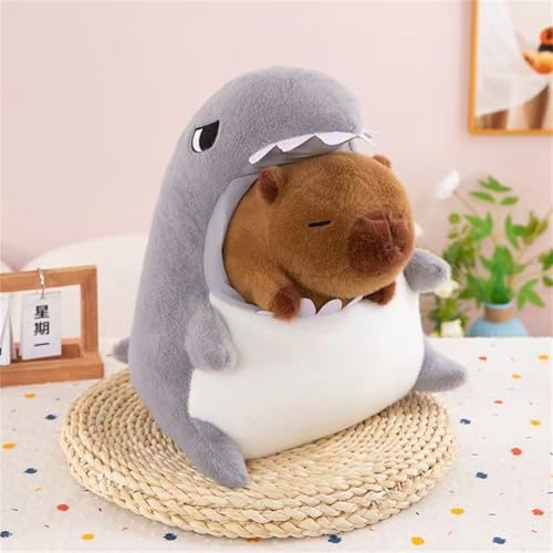 AQCQDQ Kreative Krokodil Capybara Kuscheltier Plüschtier, Neue 2 in 1 Dinosaurier Capybara Plüschkissen Removable, Super Weiche Gefüllte Simulation Capybara Spielzeug Plüsch Puppe (50 cm,Grau) von AQCQDQ