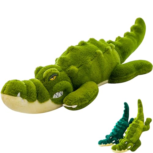 AQCQDQ Krokodil Kuscheltier Krokodil Plüschtier Croco Plüsch-Alligator Plüschtiere Stofftiere Spieleset Kuscheliges weiches beruhigendes Plüschspielzeug für Kinder Jungen (100 cm,Grass) von AQCQDQ