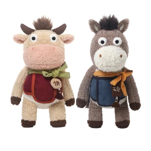 AQCQDQ Kuh Kuscheltier Pferd Plüschtier, Kuh Pferd Kuscheltier, Kuh-Pferd Figur Plüsch Spielzeug Flauschiger Stofftier Plüschpuppe Geschenk Für Kollege, Arbeiter, Arbeitnehmer (Kuh+Pferd) von AQCQDQ