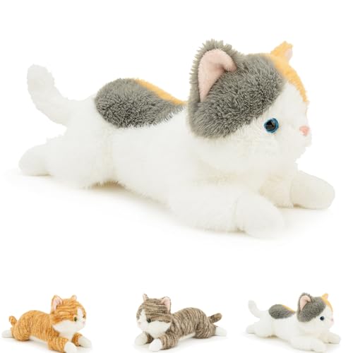 AQCQDQ Kuschelkatze, Plüsch Kätzchen, Katzen Kissen Lange Katze Puppe, Stofftier Katze Plüschtier, Simulation Katze Kuscheltier Cute Seitenschläferkissen Cat Geschenk für Kinder (65cm,Weiß) von AQCQDQ
