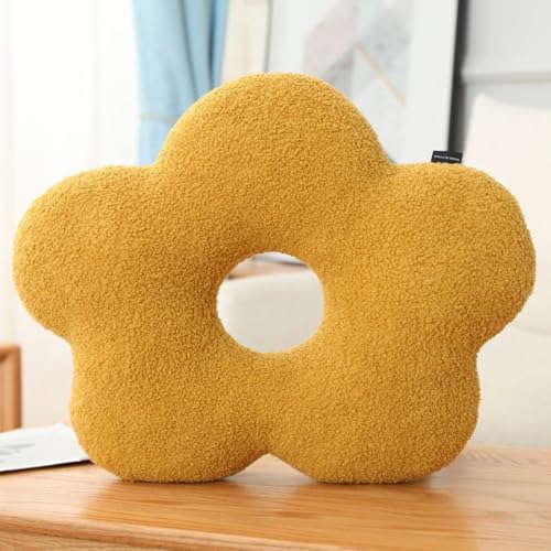 AQCQDQ Kuschelkissen, 45 cm Blume Kissen, Weiche Flauschige Sofakissen, Teddy-Stoff Kissen Dekokissen für Sofa, Bett und Kinderzimmer Deko, Sitzkissen Schlafsofa Kissen (Gelb) von AQCQDQ