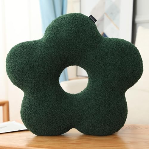 AQCQDQ Kuschelkissen, 45 cm Blume Kissen, Weiche Flauschige Sofakissen, Teddy-Stoff Kissen Dekokissen für Sofa, Bett und Kinderzimmer Deko, Sitzkissen Schlafsofa Kissen (Grün) von AQCQDQ