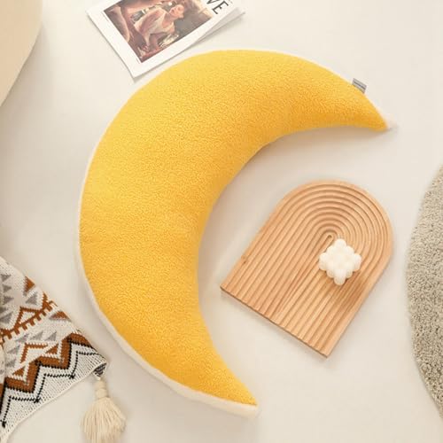 AQCQDQ Kuschelkissen, 75 cm Kinder Plüschmond Kissen, Weiche Flauschige Sofakissen, Plüsch Kissen Dekokissen für Sofa, Bett und Kinderzimmer Deko (Gelb) von AQCQDQ