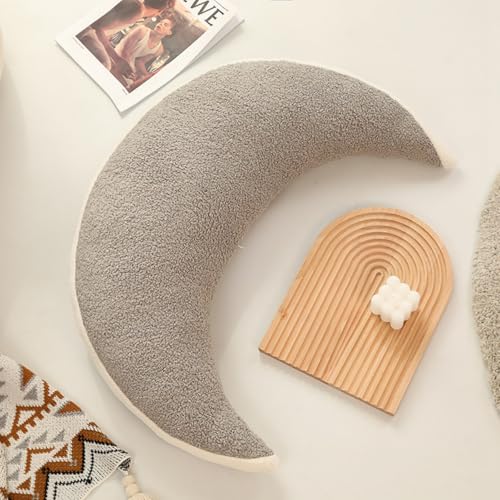 AQCQDQ Kuschelkissen, 75 cm Kinder Plüschmond Kissen, Weiche Flauschige Sofakissen, Plüsch Kissen Dekokissen für Sofa, Bett und Kinderzimmer Deko (Grau) von AQCQDQ