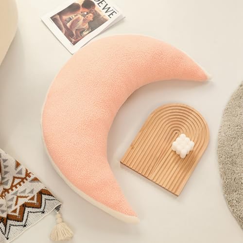 AQCQDQ Kuschelkissen, 75 cm Kinder Plüschmond Kissen, Weiche Flauschige Sofakissen, Plüsch Kissen Dekokissen für Sofa, Bett und Kinderzimmer Deko (Rosa) von AQCQDQ