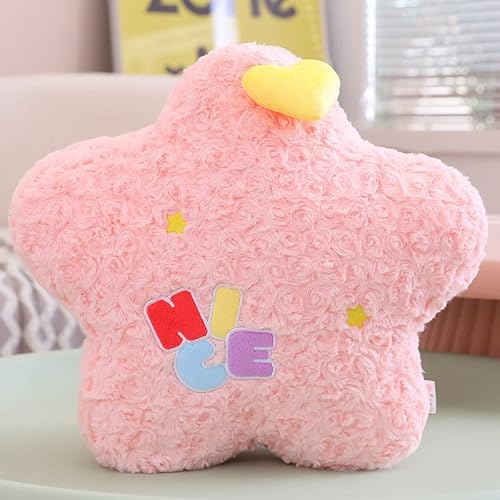 AQCQDQ Kuschelkissen, Kinder Stern Kissen, Wolken Kissen, Weiche Flauschige Sofakissen, Plüsch Kissen Dekokissen für Sofa, Bett und Kinderzimmer Deko (45 cm,Stern-Rosa) von AQCQDQ