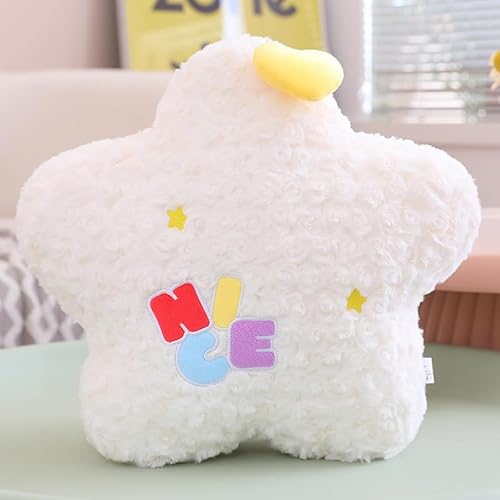 AQCQDQ Kuschelkissen, Kinder Stern Kissen, Wolken Kissen, Weiche Flauschige Sofakissen, Plüsch Kissen Dekokissen für Sofa, Bett und Kinderzimmer Deko (45 cm,Stern-Weiß) von AQCQDQ