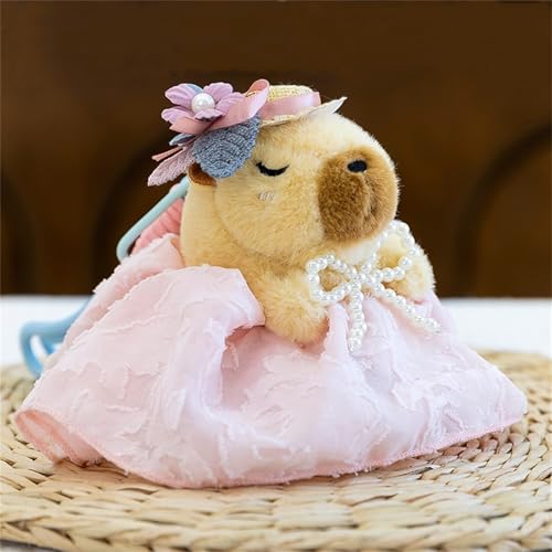 AQCQDQ Kuscheltier Capybara Plüschpuppen-Anhänger, Kleine Kuscheltiere Schlüsselanhänger, Capybara Plüschtier, Zubehör Geschenke für Kinder Mädchen und Jungen (12 cm,Rosa) von AQCQDQ