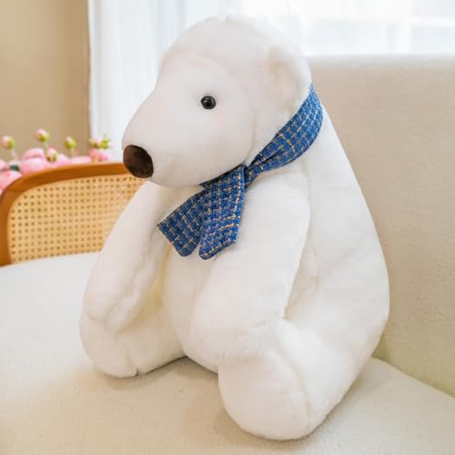 AQCQDQ Kuscheltier Eisbär Plüschtier, Cartoon Plüsch Eisbärpuppe mit Halstuch, Weißer Eisbär Plüschkissen, Stofftier Spielzeug Geschenk zur Geburt Von Jungen und Mädchen (50cm,Blau) von AQCQDQ