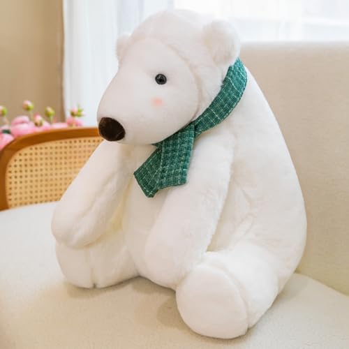 AQCQDQ Kuscheltier Eisbär Plüschtier, Cartoon Plüsch Eisbärpuppe mit Halstuch, Weißer Eisbär Plüschkissen, Stofftier Spielzeug Geschenk zur Geburt Von Jungen und Mädchen (50cm,Grün) von AQCQDQ