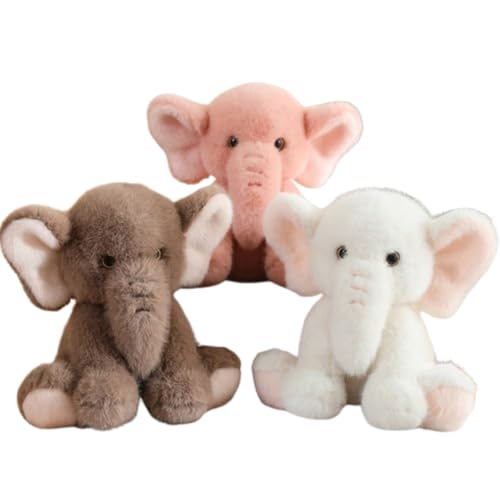 AQCQDQ Kuscheltier Elefant, Elefant Plüschtier, Puppe Elefant Kuscheltier, zum Spielen und Kuscheln, Schmusetier für Jungen, Babysn (23 cm,Rosa+Braun+Weiß) von AQCQDQ