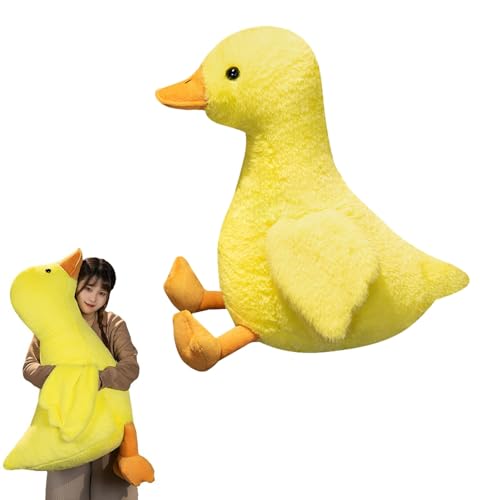 AQCQDQ Kuscheltier Ente Riesige Gans Plüschtiere, Weich Süßes Ente Puppe Schlafkissen, Kawaii Duke Plüsch Gänse Spielzeug Kissen für Kinder und Mädchen (60cm,Gelb) von AQCQDQ