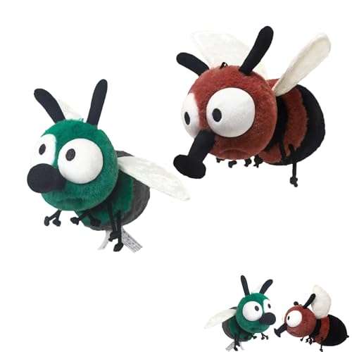 AQCQDQ Kuscheltier Fliegen Plüschtier, Fliegen Plüsch Spielzeug, Hässlich Kuscheltier Insekten Tierchen Stofftier Spielzeug Plush Toy, Kleine Stofftiere, Geschenk für Freunde und Kinder (Grün +Rot) von AQCQDQ