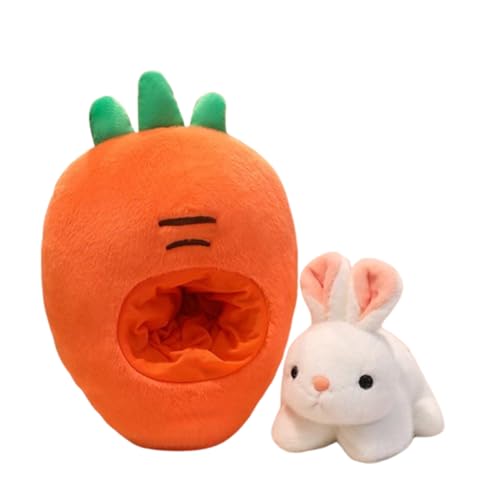 AQCQDQ Kuscheltier Hase 2 in 1 Plüschtier, Hase-Frucht-Kissen Plüschtier, Kaninchen Plüsch Spielzeug, Flauschiges Stofftier zum Kuscheln und Spielen, Geschenk für Kinder (20 * 35 cm,Karotten) von AQCQDQ