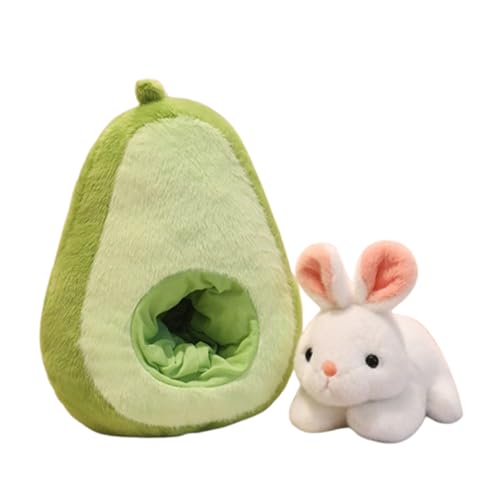 AQCQDQ Kuscheltier Hase 2 in 1 Plüschtier, Hase-Frucht-Kissen Plüschtier, Kaninchen Plüsch Spielzeug, Flauschiges Stofftier zum Kuscheln und Spielen, Geschenk für Kinder (25 * 45 cm,Birnen) von AQCQDQ
