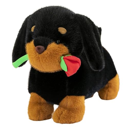 AQCQDQ Kuscheltier Henry Dackel,25cm Dackel Plüsch Langes Kissen Braun Hund Tier Puppe,Hund Plüschtier Plüsch Spielzeug weich&waschbar Geschenk für Kinder Baby Mädchen Junge (35cm,Schwarz) von AQCQDQ