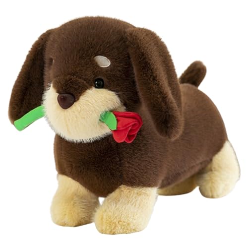 AQCQDQ Kuscheltier Henry Dackel,25cm Dackel Plüsch Langes Kissen Braun Hund Tier Puppe,Hund Plüschtier Plüsch Spielzeug weich&waschbar Geschenk für Kinder Baby Mädchen Junge (50cm,Braun) von AQCQDQ