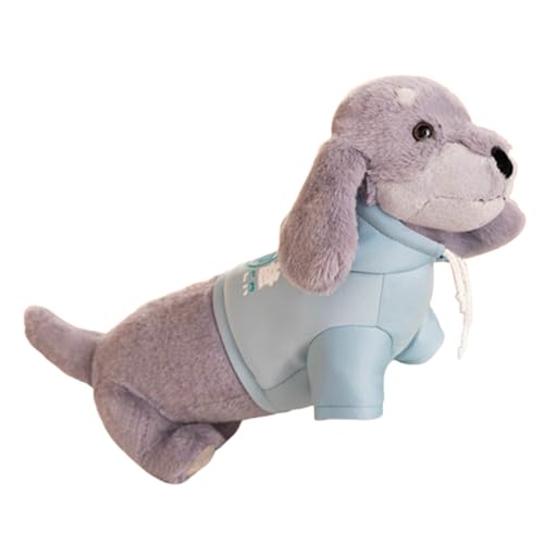 AQCQDQ Kuscheltier Henry Dackel,Dackel Plüsch Langes Kissen Braun Hund Körper Kissen Tier,Hund Plüschtier Plüsch Spielzeug weich&waschbar Geschenk für Kinder Baby Mädchen Junge (42cm,Grauer Pullover) von AQCQDQ