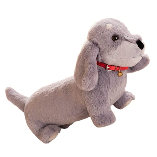 AQCQDQ Kuscheltier Henry Dackel,Dackel Plüsch Langes Kissen Braun Hund Körper Kissen Tier,Hund Plüschtier Plüsch Spielzeug weich&waschbar Geschenk für Kinder Baby Mädchen Junge (42cm,Grauer Kragen) von AQCQDQ
