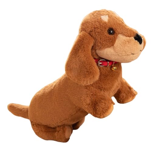 AQCQDQ Kuscheltier Henry Dackel,Dackel Plüsch Langes Kissen Braun Hund Körper Kissen Tier,Hund Plüschtier Plüsch Spielzeug weich&waschbar Geschenk für Kinder Baby Mädchen Junge (55cm,Brauner Kragen) von AQCQDQ