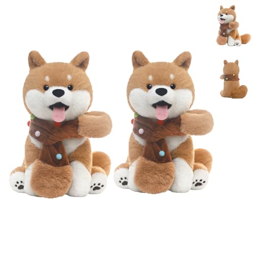AQCQDQ Kuscheltier Hund, Süße Shiba Inu Plüschtier, Gefülltes Weiches Tier Cartoon Kissen, Flauschig Stofftier zum Kuscheln & Spielen, Geschenke für Mädchen Jungen (2pcs) von AQCQDQ