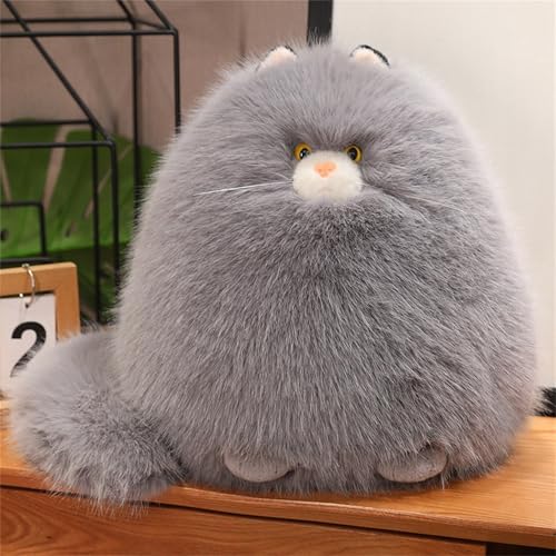 AQCQDQ Kuscheltier Katze Lebensecht, Katze Plüschtiere, Simulations Katzen Puppe, Persische Katze Puppe Großer Schwanz Plüschtier, Geburtstagsgeschenk für Mädchen (30 cm,Grau) von AQCQDQ