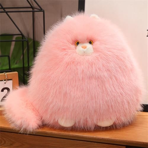 AQCQDQ Kuscheltier Katze Lebensecht, Katze Plüschtiere, Simulations Katzen Puppe, Persische Katze Puppe Großer Schwanz Plüschtier, Geburtstagsgeschenk für Mädchen (30 cm,Rosa) von AQCQDQ