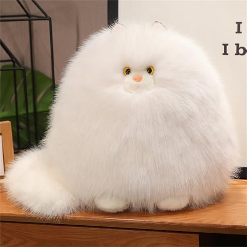 AQCQDQ Kuscheltier Katze Lebensecht, Katze Plüschtiere, Simulations Katzen Puppe, Persische Katze Puppe Großer Schwanz Plüschtier, Geburtstagsgeschenk für Mädchen (40 cm,Weiß) von AQCQDQ