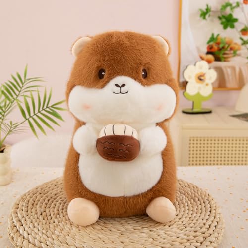 AQCQDQ Kuscheltier Murmeltier, Hamster Plüschtier, Stofftier Murmeltier Plüsch, Kawaii Niedlich Plüschtier Meerschweinchen Kissen Puppe Hamster Spielzeug Geschenk für Kinder (23cm,Braun) von AQCQDQ