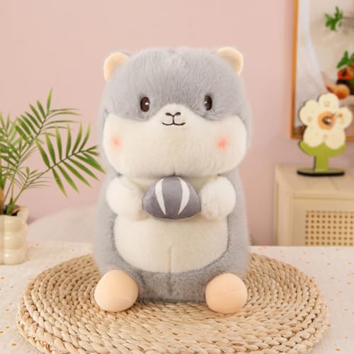 AQCQDQ Kuscheltier Murmeltier, Hamster Plüschtier, Stofftier Murmeltier Plüsch, Kawaii Niedlich Plüschtier Meerschweinchen Kissen Puppe Hamster Spielzeug Geschenk für Kinder (30cm,Grau) von AQCQDQ