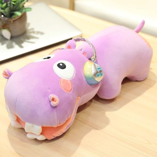 AQCQDQ Kuscheltier Nilpferd, Nilpferd plüschtier, Simuliertes Tier Nilpferd Plüschtier, Realistische Nilpferd Plüsch Spielzeug für Wilde Tiere, Geschenk für Freunde und Kinder (40CM,Lila) von AQCQDQ