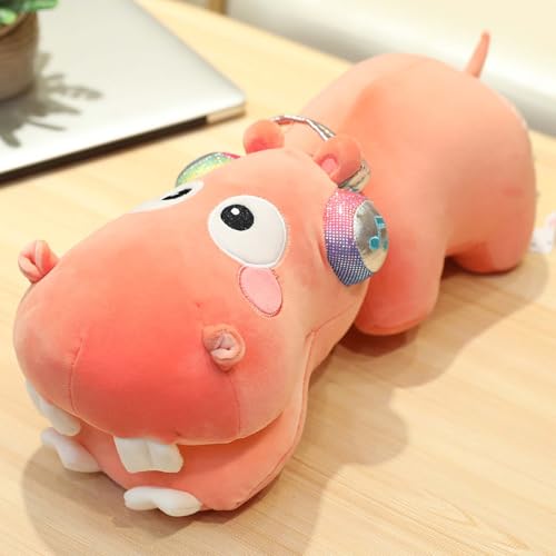 AQCQDQ Kuscheltier Nilpferd, Nilpferd plüschtier, Simuliertes Tier Nilpferd Plüschtier, Realistische Nilpferd Plüsch Spielzeug für Wilde Tiere, Geschenk für Freunde und Kinder (40CM,Rosa) von AQCQDQ